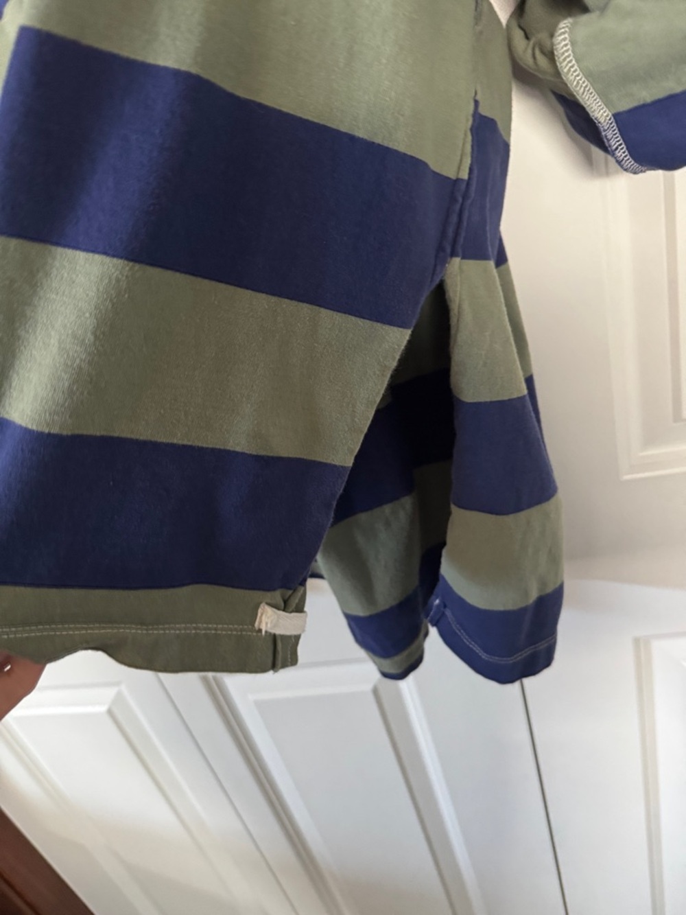 We The Free Olive Green and Navy Blue Striped Rugby Polo - Picture 5 of 10